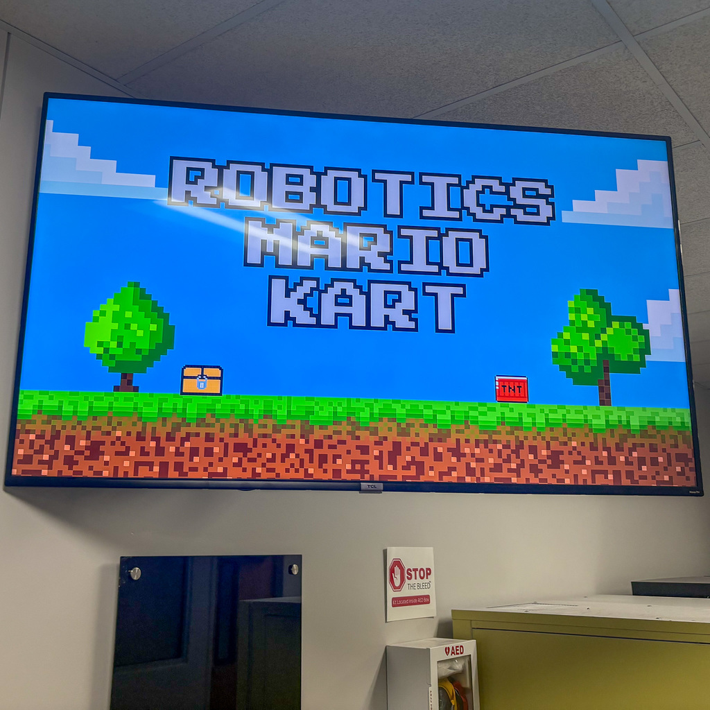 Junior high robotics mario kart sign