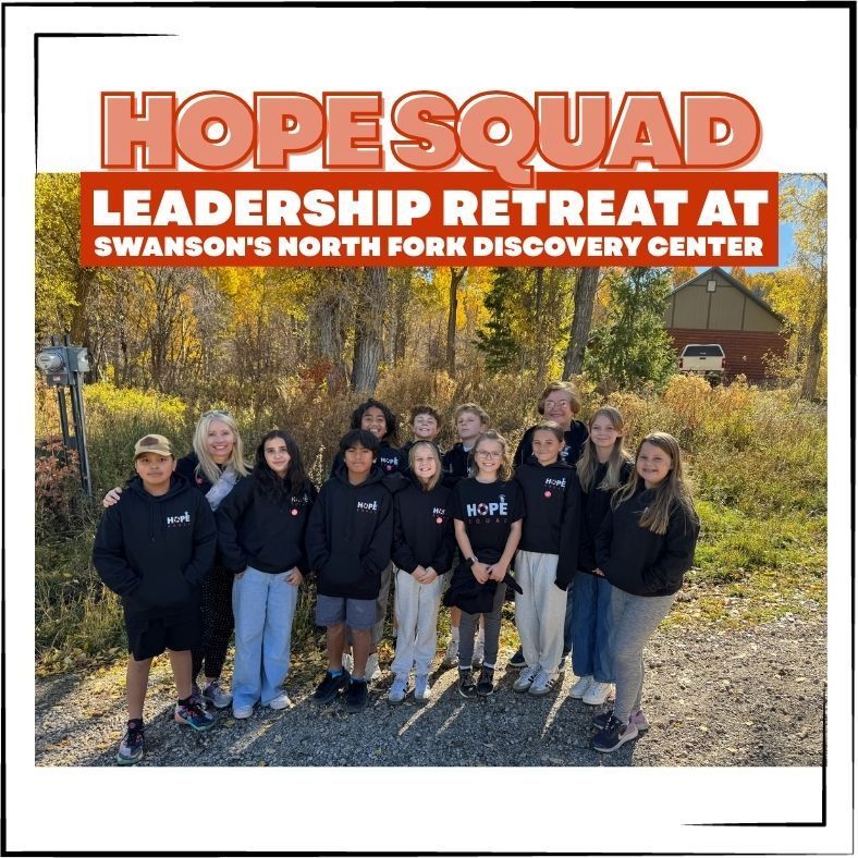 Hope squad leadership retreat at Swanson's North fork discover center. students and teachers outside together