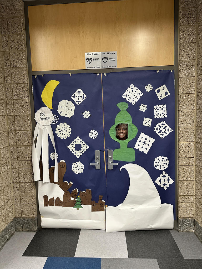 Santa's Favorite: Mrs. Yearsley  Most Festive: Mrs. Mecham Most Creative: Mrs. Harris Most Interactive: Ms. Shinney Most Orion Spirit: Mrs. Simpkinson/Mr. Stuart/Mr. Schunck