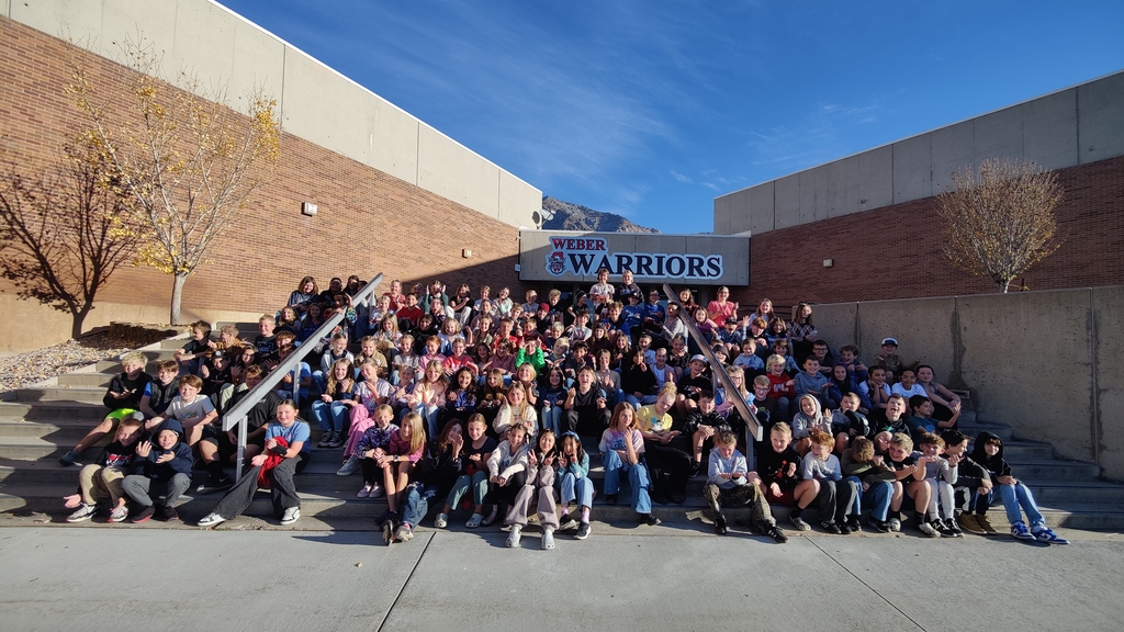 Bates fifth grade on the front steps of Weber High School.  When word "Warrior" is behind them on the school.