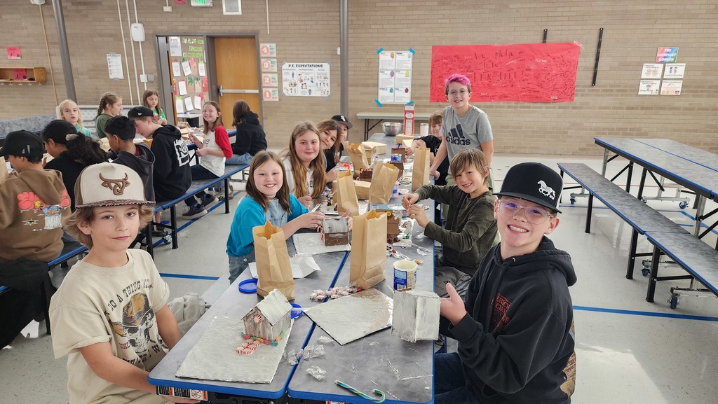 Students with their gingerbread houses