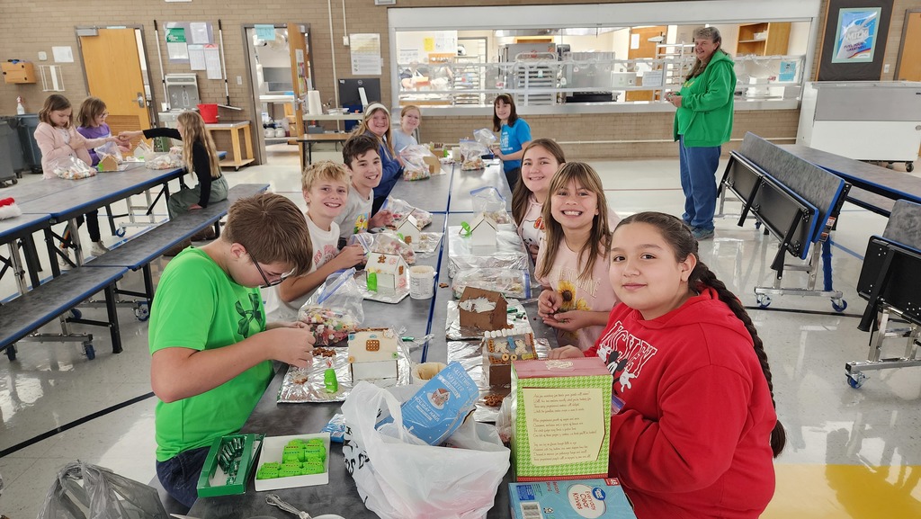 Students with their gingerbread houses