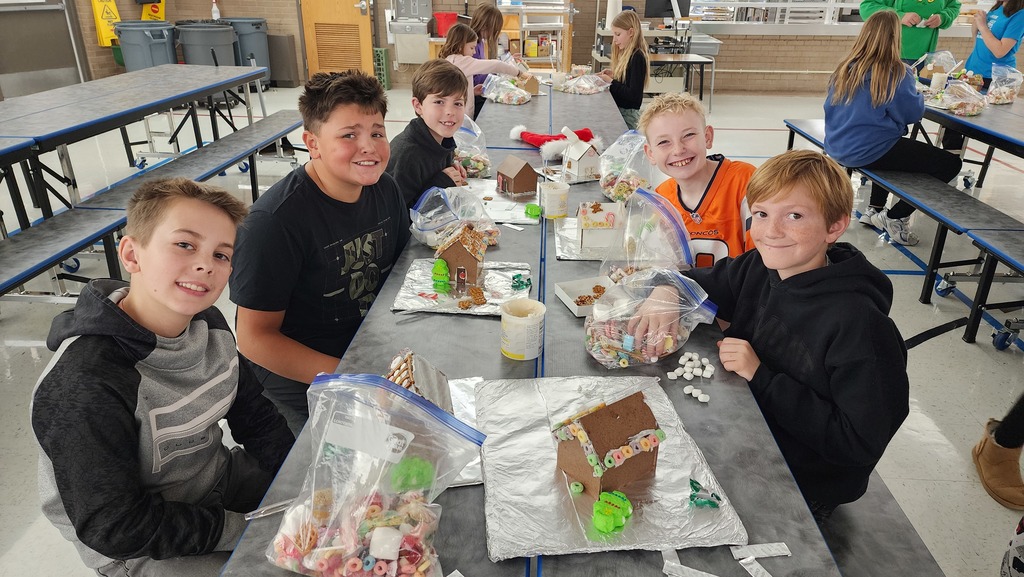 Students with their gingerbread houses