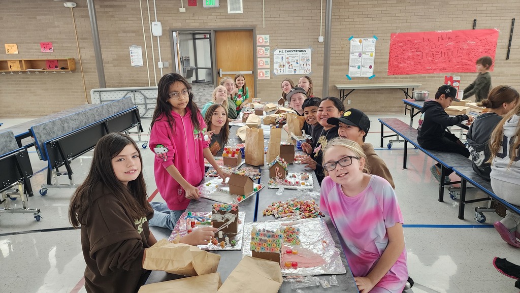 Students with their gingerbread houses
