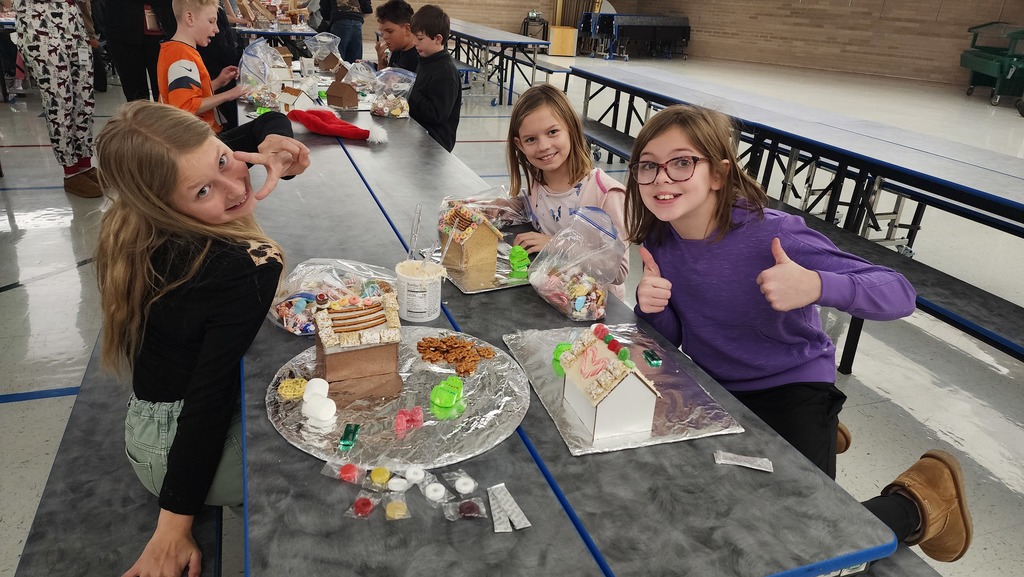 Students with their gingerbread houses