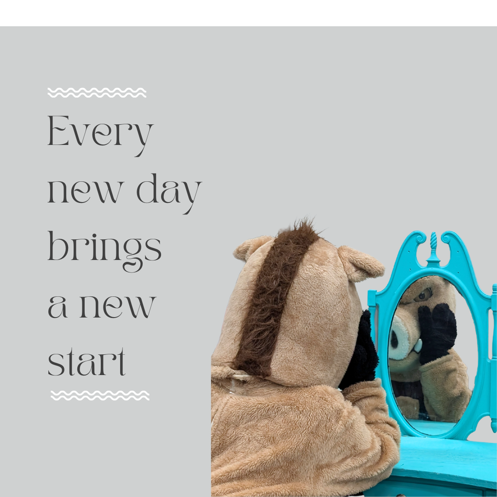 Photo of Raz looking in the mirror. Every new day brings a new start. 