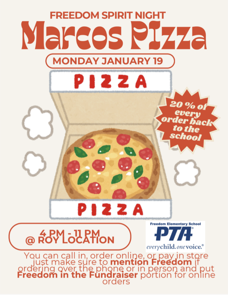 Marco Pizza Spirit Night Jan 19th from 4-11pm