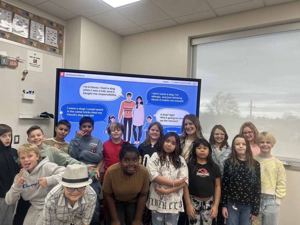 4th grade students doing a social skills lesson with the school counselor