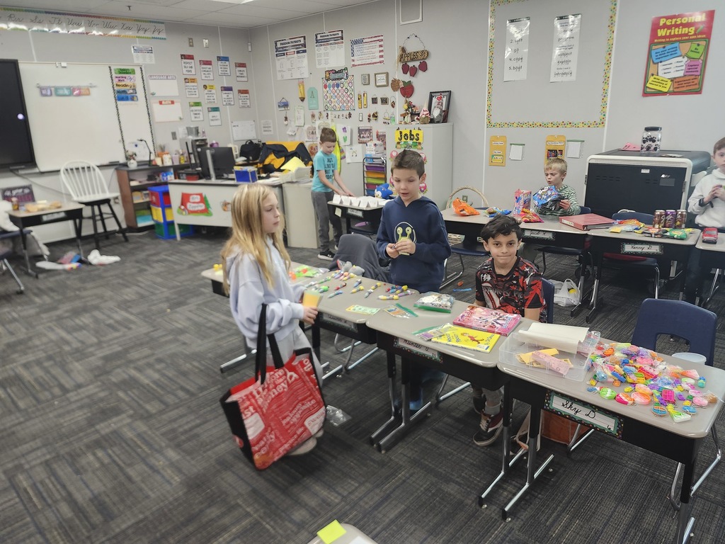3rd Grade Market Day, kids were buying and selling treats and toys and games with their class money