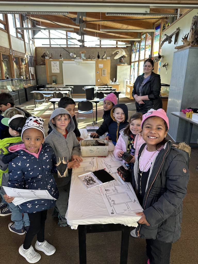 students making a field guide of animal footprints