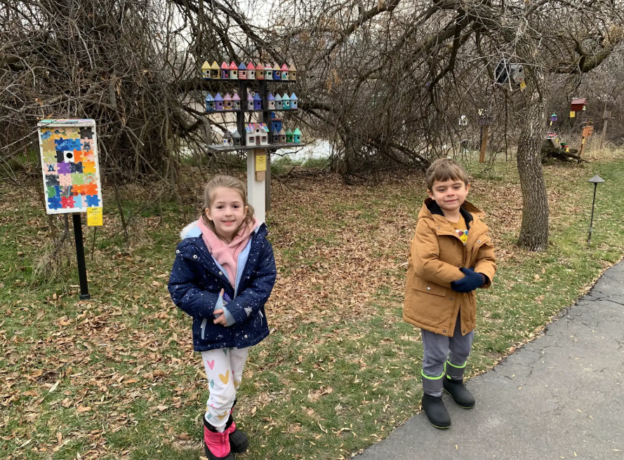 Two students outside. 