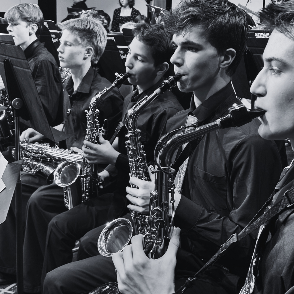 photographs of roy jr students at the district honor band performance. 