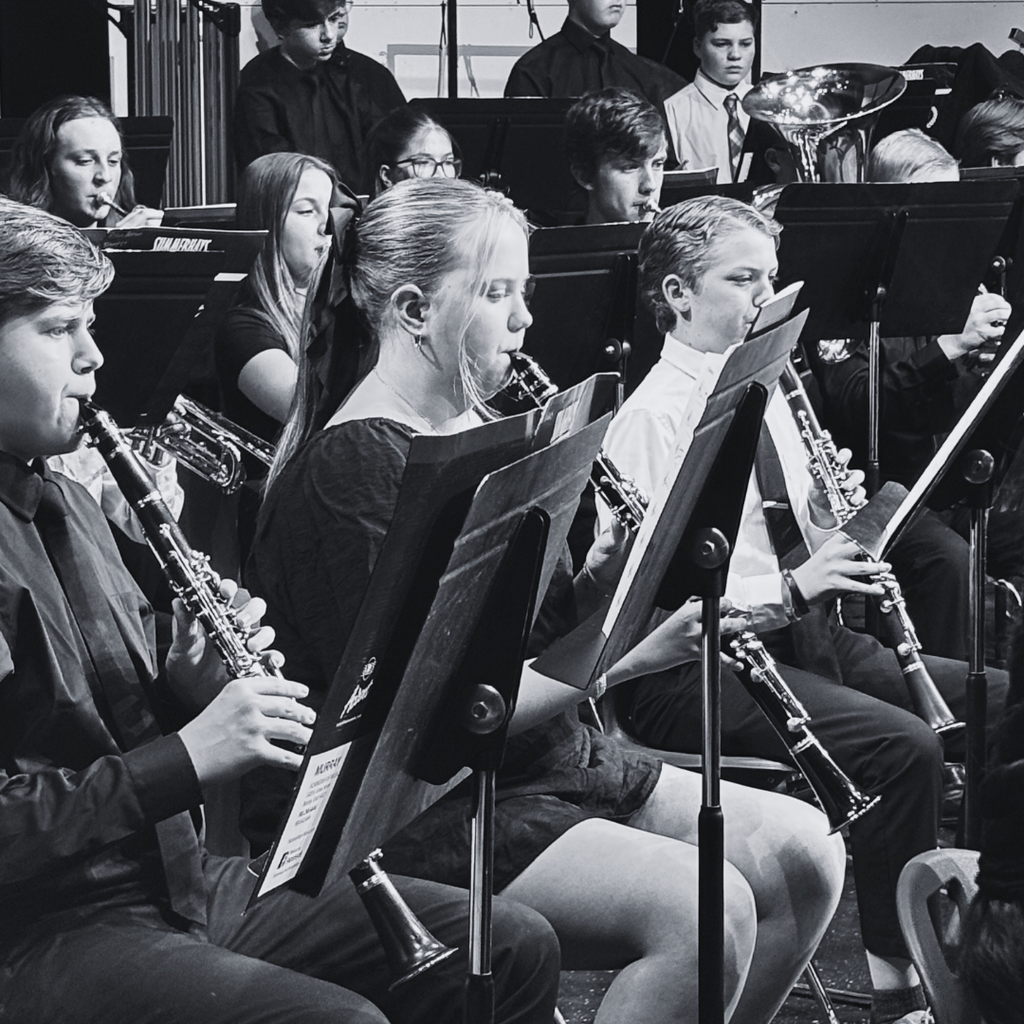 photographs of roy jr students at the district honor band performance. 