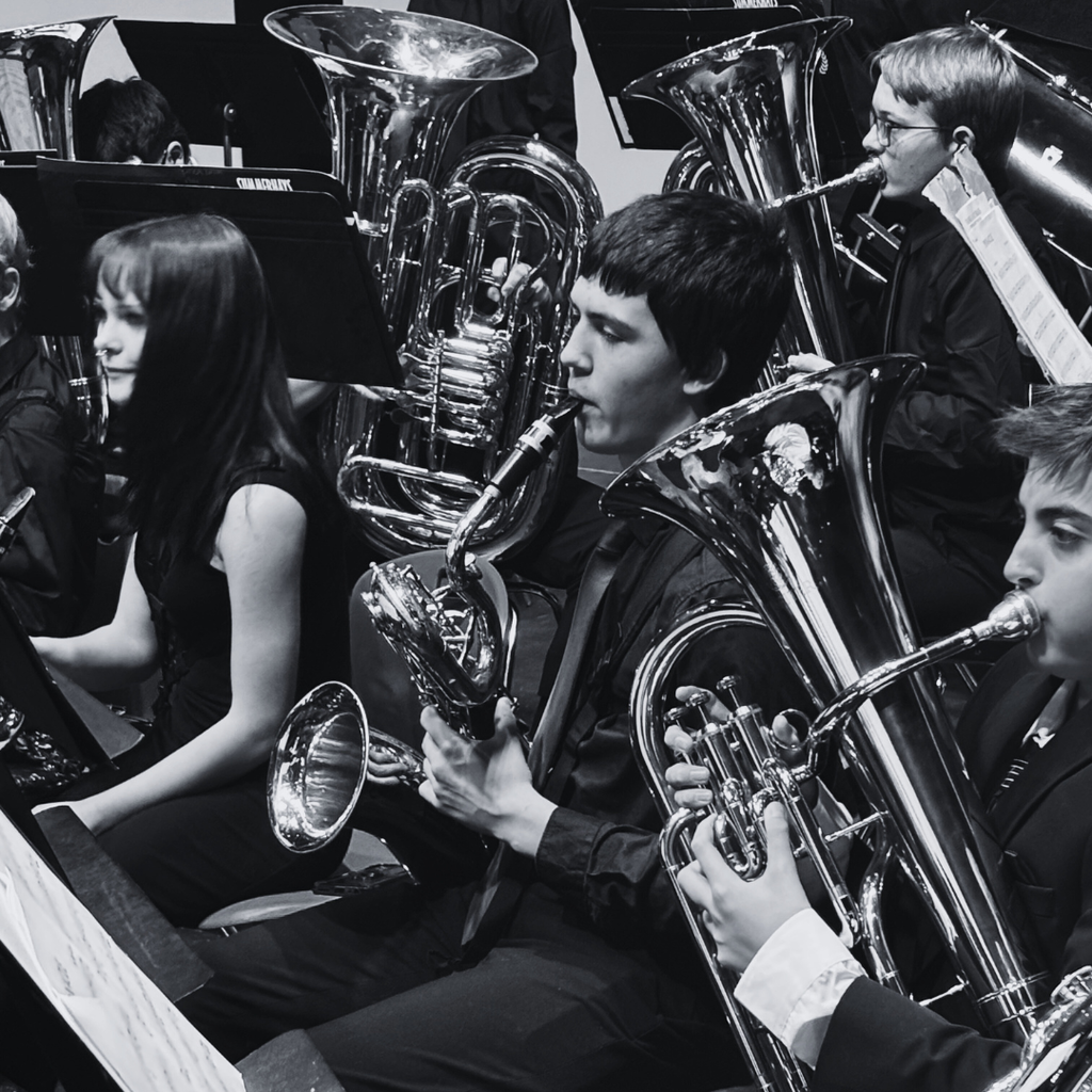 photographs of roy jr students at the district honor band performance. 