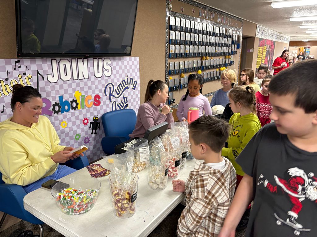 Students waiting in line to choose their sucker