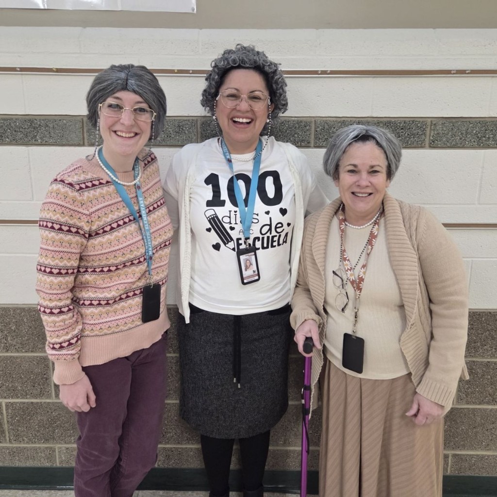 Miss Dunn, Mrs. Judd, and Mrs. Stoker's dressed like old ladies.