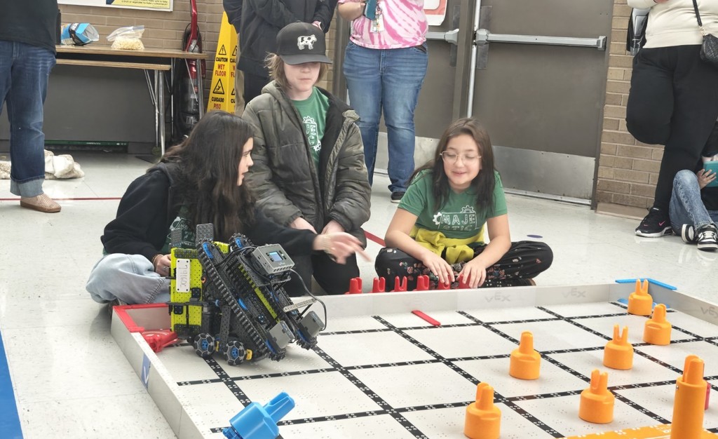 students preparing for their robotics competition. 