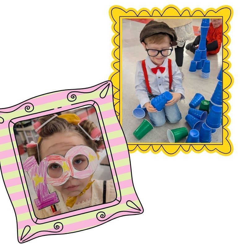 kindergarten class dressed up as grandmas and grandpas