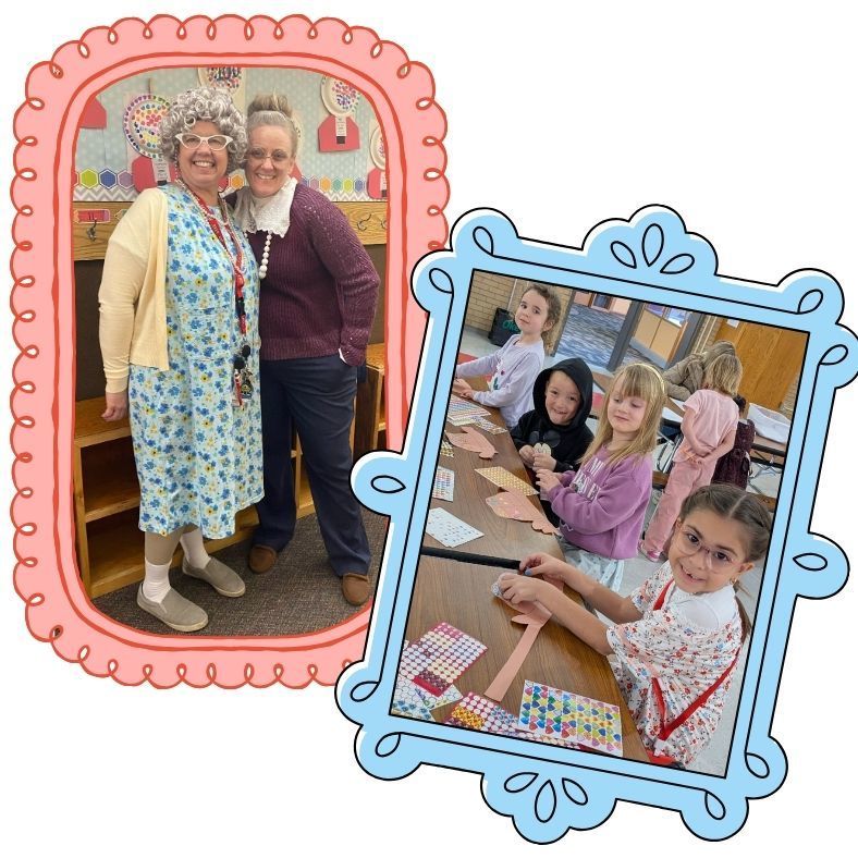 kindergarten class dressed up as grandmas and grandpas