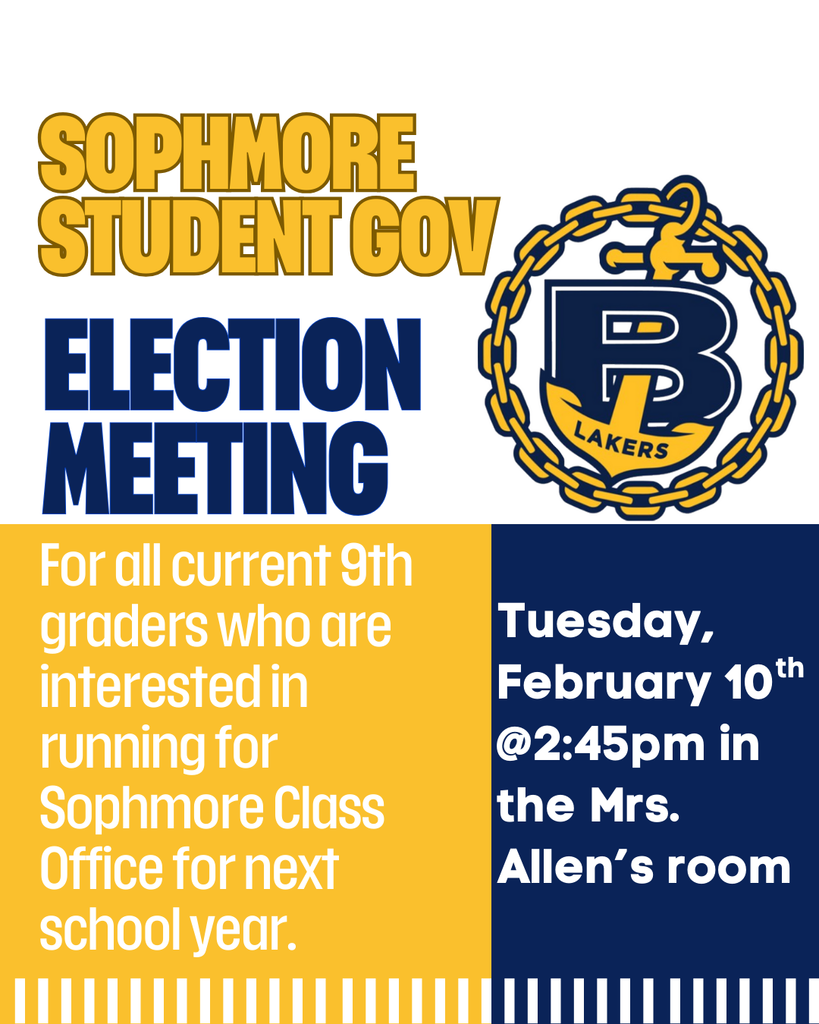 sophmore student gov election meeting for all current 9th graders who are interested in running for sophmore class office for next school year. tuesday february 10th @245 pm in the mrs. Allen's room