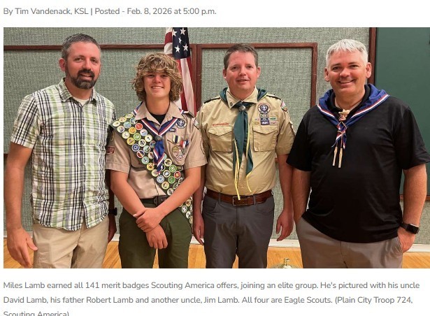 'Few and far between': Plain City Scout earns all 141 merit badges, joins elite group