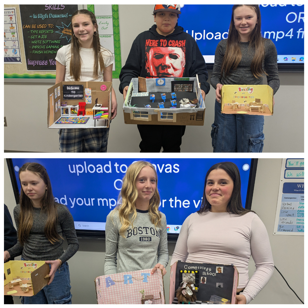 Mrs. Lee's CCA Class learned about the Education & Training Pathway! They designed Bulletin Boards and Dioramas of future classrooms.