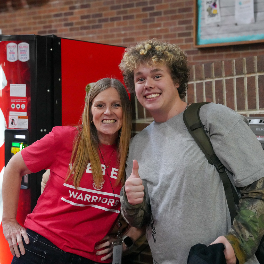 Students in hallways welcoming 9th graders