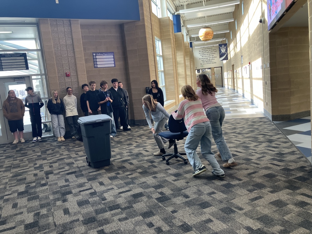 Even without the snow the Winter Olympics have arrived here at Orion Junior High, We have some fun Titan Time classes being represented here. We have 2-7th grade (Tanner, Young), 1-8th grade (Lee) and 2-9th grade (Howell, Weston) classes going for the Gold, we had our Opening ceremonies today. Followed by the first event, the School Style Bobsleigh teams. Tanner’s 7th graders got the Gold, followed by Weston’s 9th graders with the Silver and Lee’s 8th graders coming in Bronze by a .001 of a second behind Silver. Stay tuned for more events as we Go for the Gold, through Community building events! 