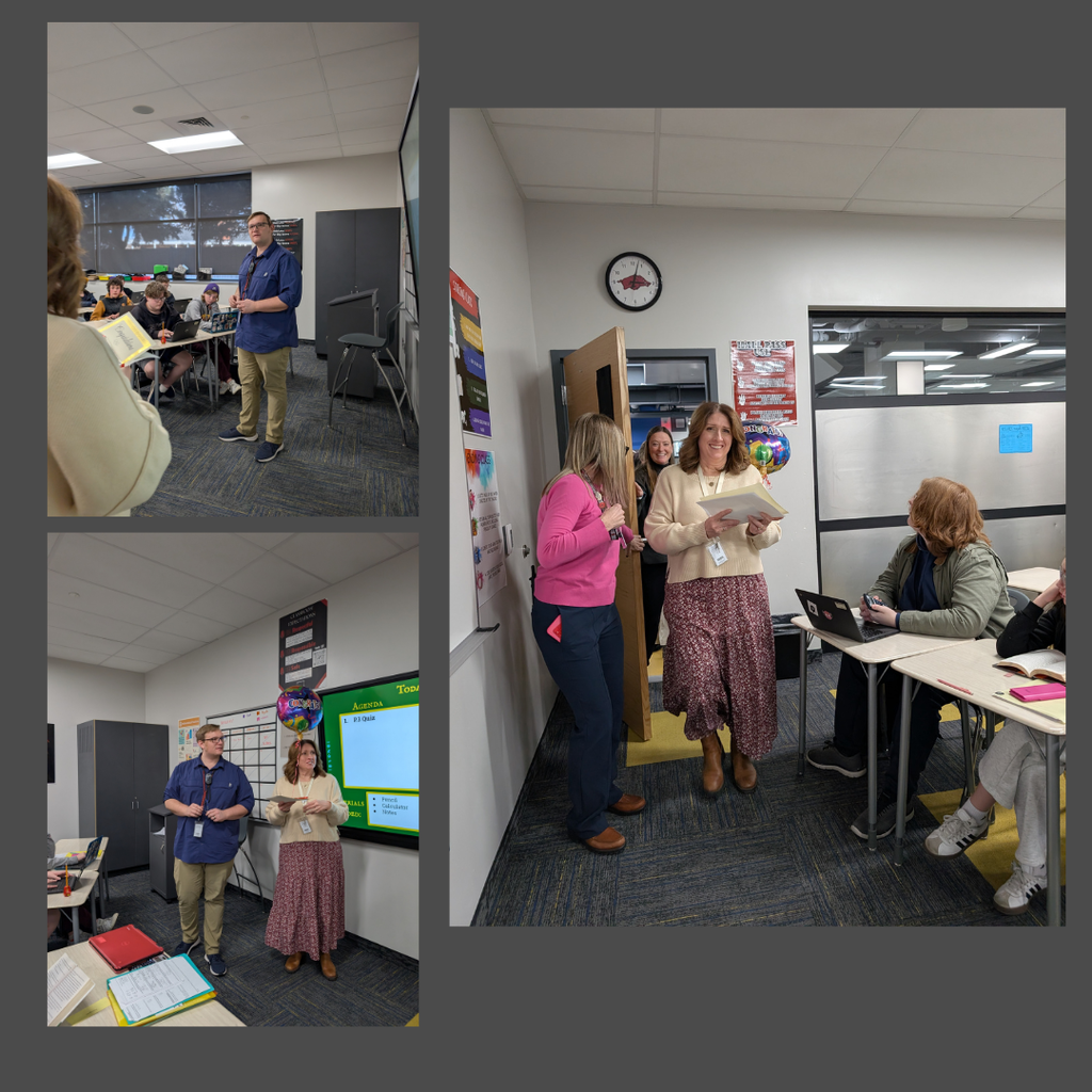 Photographs of Roy Jr teachers receiving awards from the district 