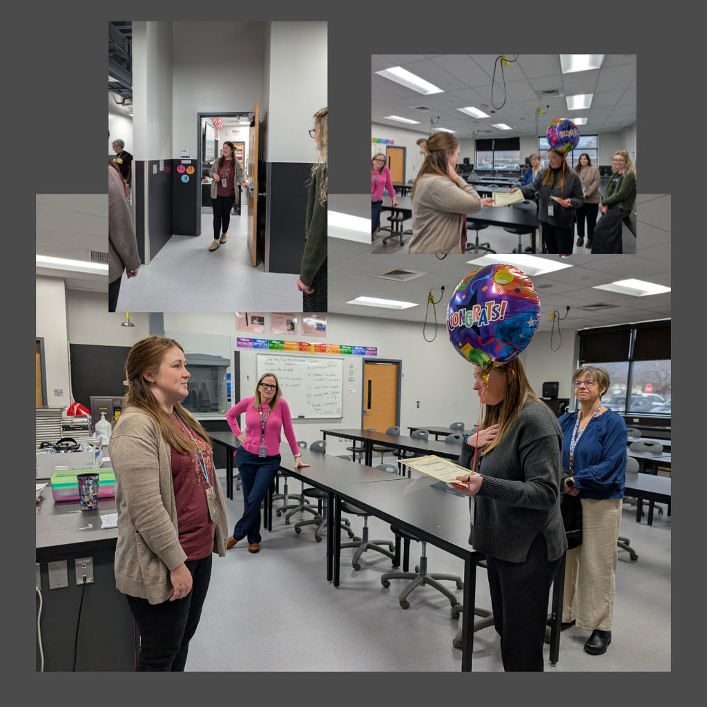 Photographs of Roy Jr teachers receiving awards from the district 