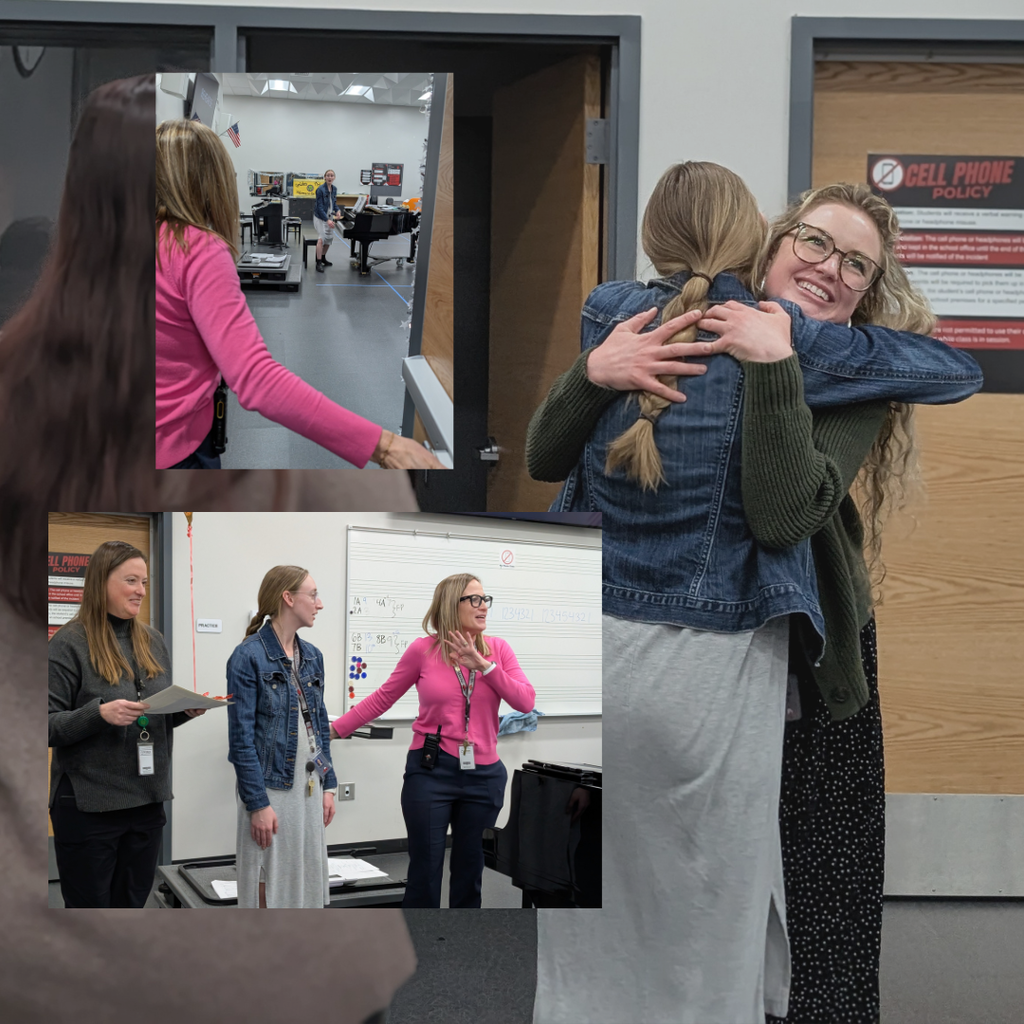 Photographs of Roy Jr teachers receiving awards from the district 