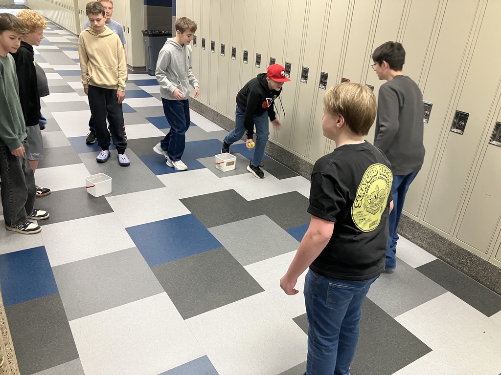 Over the past few Titan Times we have had many victories and defeats, each class is racking up Medals left and right. We had Bean bag toss, shuffle board, ping pong bouncing and today we had a school Biathlon, where teams of 4 had to slide to locations and shoot into a bucket before the next teammate could take over on the skis and head to the next location. Mrs. Lee’s 8th graders came in first followed by Mr. Tanner’s 7th in 2nd and Mr. Young’s 7th in 3rd, 9th graders didn’t make the podium this time.