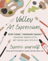 Expressions Art Announcement announcing entries due by March 27th.