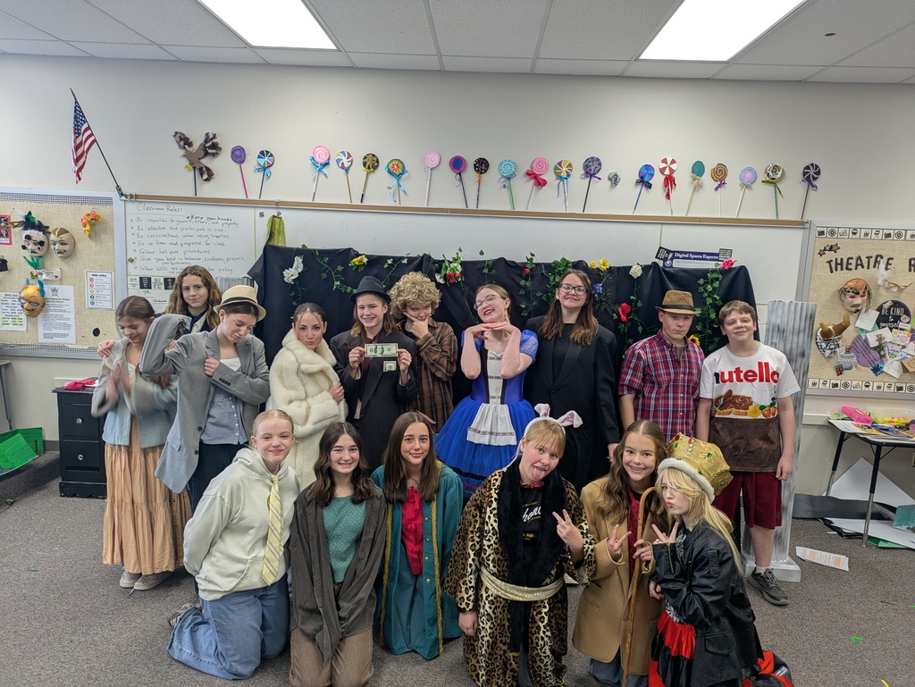 Theatre II classes in costume for staged reading of Everyman.