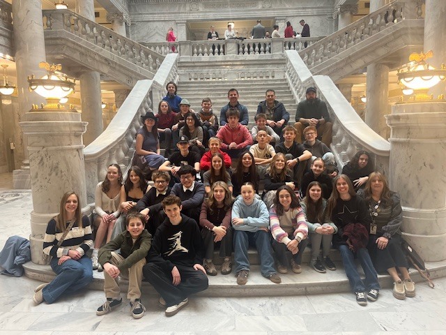 Theatre II classes in costume for staged reading of Everyman.