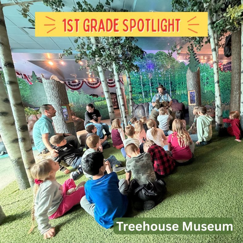 1st Grade Spotlight- students listening to presenter at Treehouse Museum