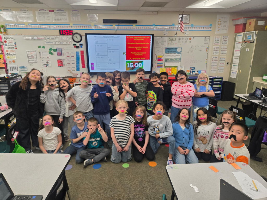 Mrs. Wayment's class with mustaches