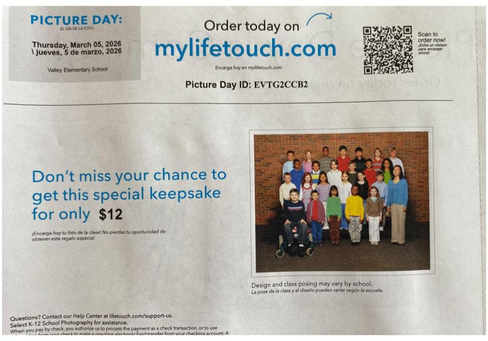 Spring Picture order form from lifetouch