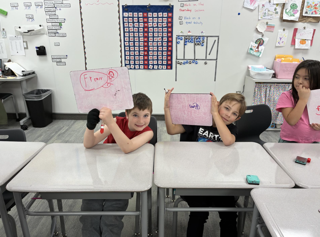 students displaying the phonics skills that they have been practicing