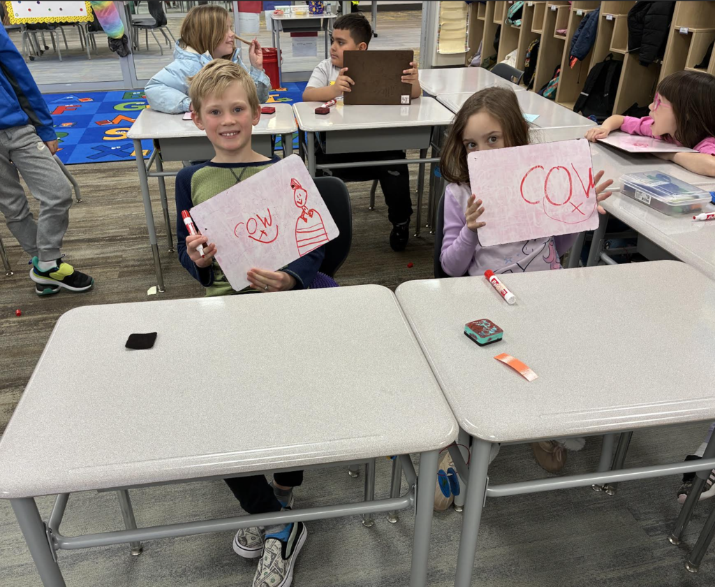 students displaying the phonics skills that they have been practicing