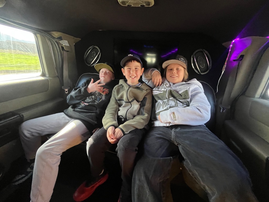 Limo ride with students