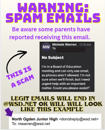 flyer with spam email warning 