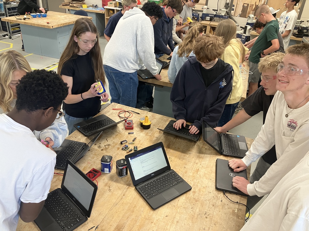 9th Grade Construction Tech class has been learning the basic Concept of the Creation of Electricity and now are about to start building their own circuits but first need to learn how to use the safety tools to check the electrical circuits. Here they are utilizing some key tools in the electrical trade in different ways to see how they work and which one is best for the different situations on hand. 
