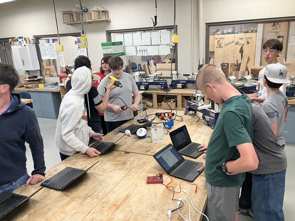 9th Grade Construction Tech class has been learning the basic Concept of the Creation of Electricity and now are about to start building their own circuits but first need to learn how to use the safety tools to check the electrical circuits. Here they are utilizing some key tools in the electrical trade in different ways to see how they work and which one is best for the different situations on hand. 