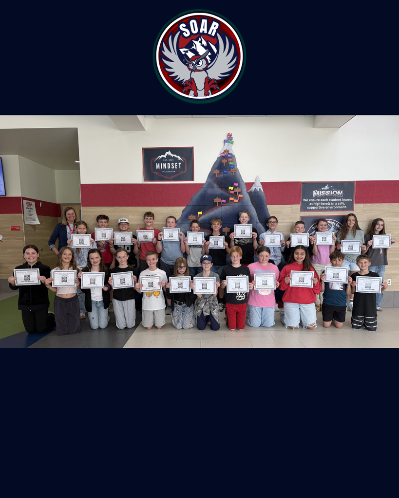Group of students holding certificates that celebrate achieving high honor roll and honor roll. 