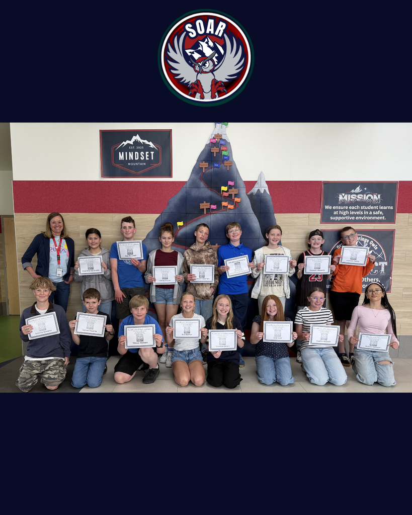 Group of students holding certificates that celebrate achieving high honor roll and honor roll. 