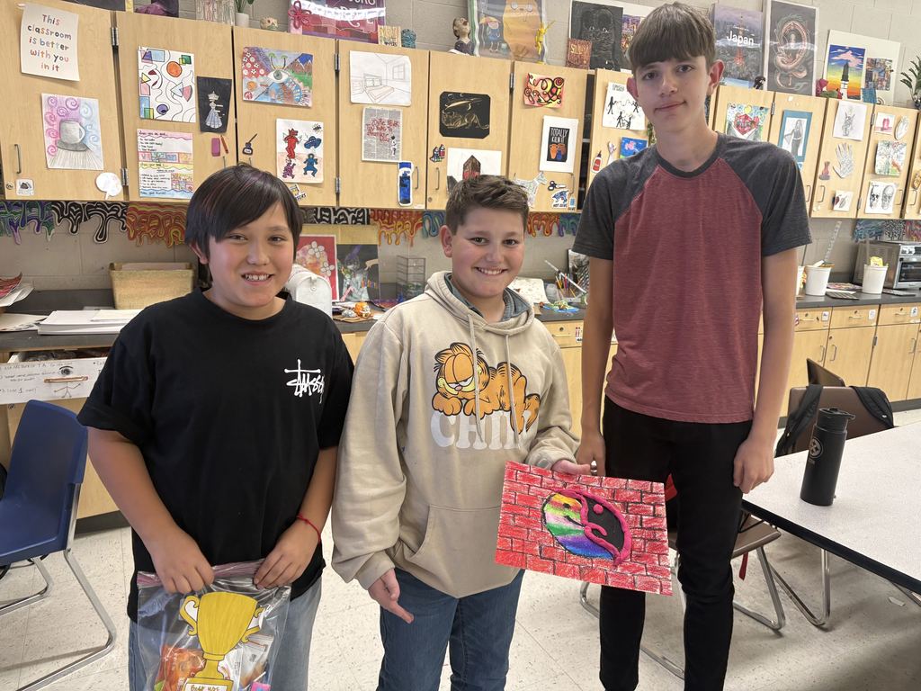 Art Wars- What's an art teacher to do right before and after a break? Maybe wage war!?! Art students in Ms. Park's class worked in small groups competing to create art within a theme, and the class voted for Best Use of Elements, Best Use of Materials, Most Creative, and the People's Choice. Students really put their creativity and community to use as they made art to win trophy bags! 