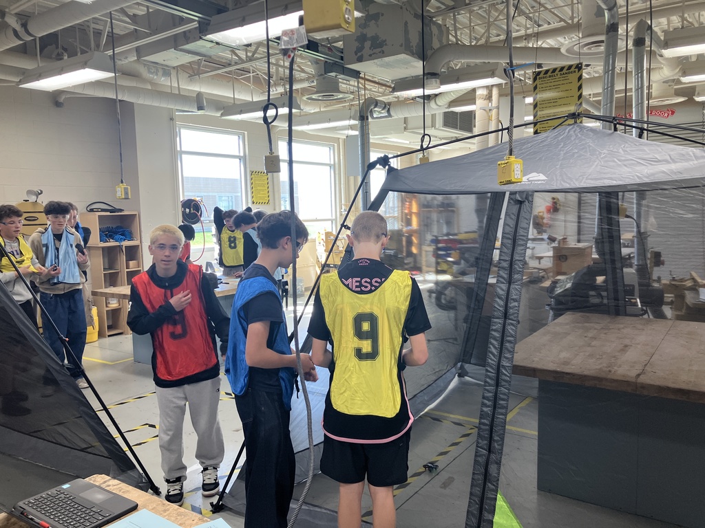 The long awaited day has arrived!! Drone aviation class has learned the basic laws, anatomy and physics needed in flight. They checked out a drone and are starting to master their ability to fly along with logging their flights information. In the coming weeks the challenges will increase in skill level as they master the basics. The jerseys are to help identify roles of the flight crew members and who is on which team. 