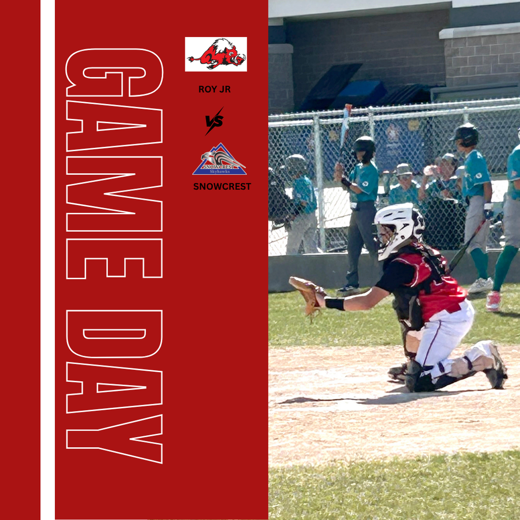 Photo of Roy jr Baseball catcher announcing game day roy jr vs snowcrest