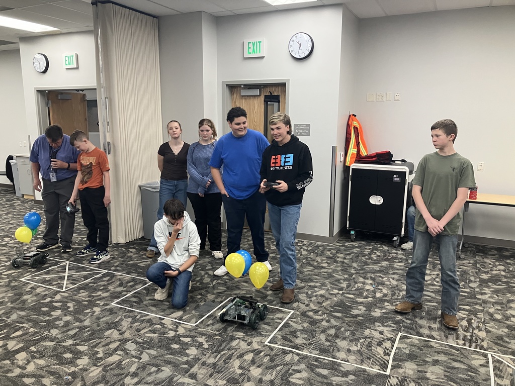 The 8th Grade Robotics class had an awesome time at the District competition on April 13th. Along with other Junior high robotics classes within the district, they were challenged to build a drivable robot that could pop the three balloons of the competition while keeping theirs safe. We took 3rd in the main, 1st and 2nd in design. Way to go Titans!!!
